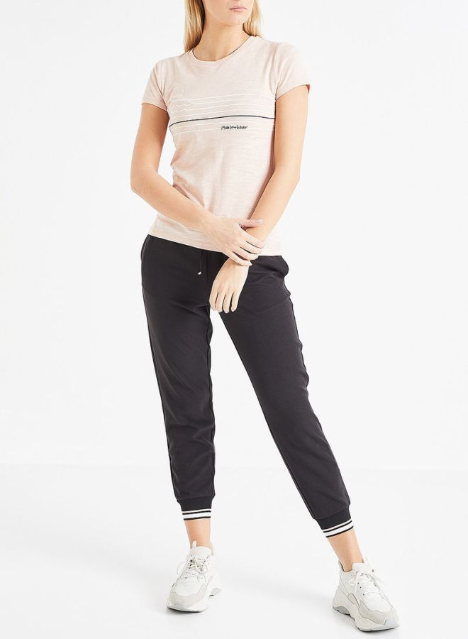 ONLY Striped Panel Whale Tail T-Shirt Pink - Image 3