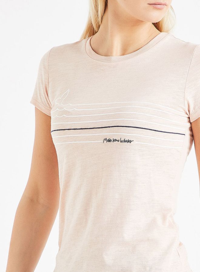 ONLY Striped Panel Whale Tail T-Shirt Pink - Image 4