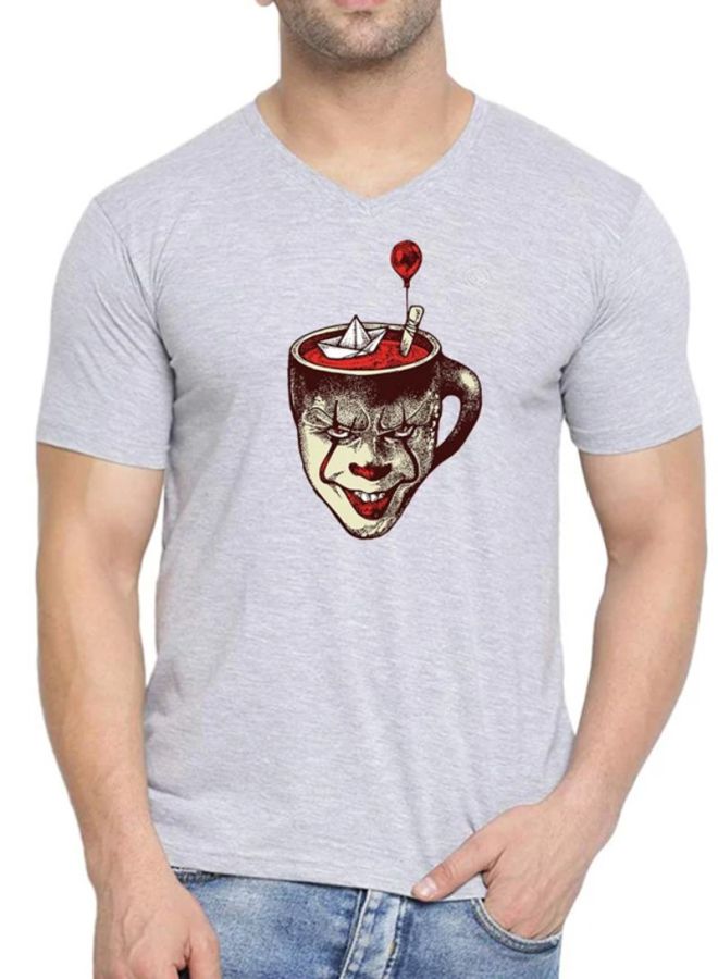 MEC - Pennywise Joker Printed T-Shirt Grey - Image 1