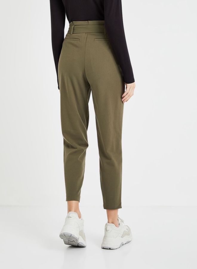 ONLY - Nicole Belted Cropped Pants Olive - Image 1