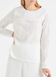 ONLY Embroidery Anglaise Top White  - Image 4