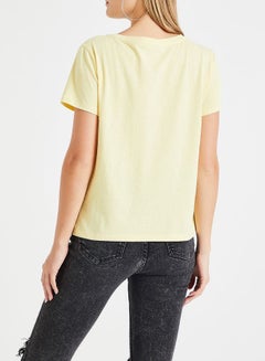 ONLY V-Neck Graphic T-Shirt Yellow  - Image 2