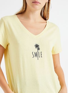 ONLY V-Neck Graphic T-Shirt Yellow  - Image 4