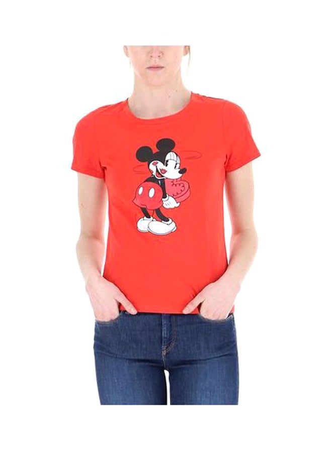 ONLY - Mickey Mouse Valentine T-Shirt Red/Black/White - Image 1