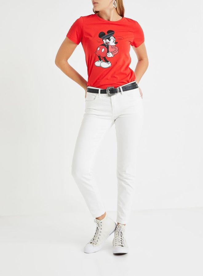 ONLY - Mickey Mouse Valentine T-Shirt Red/Black/White - Image 1