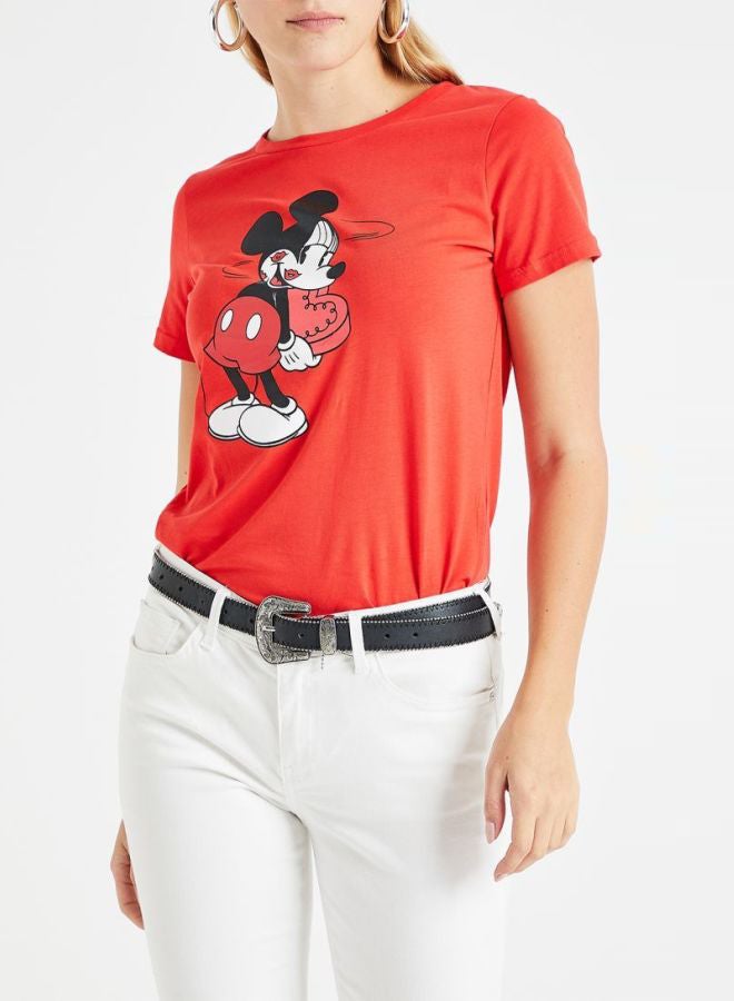 ONLY - Mickey Mouse Valentine T-Shirt Red/Black/White - Image 1