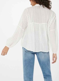ONLY Textured Peasant Blouse White  - Image 2
