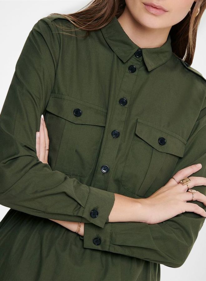 ONLY - Utility Shirt Dress Olive - Image 1