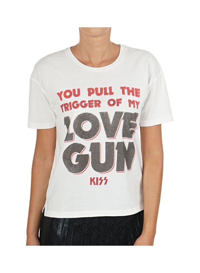 ONLY - Love Gun Printed T-Shirt White/Red/Black - Image 1