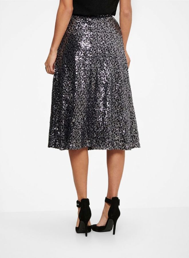 ONLY Sequin A-Line Skirt Black  - Image 2