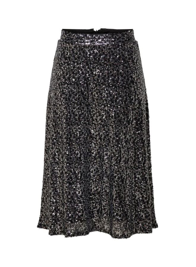 ONLY Sequin A-Line Skirt Black  - Image 4