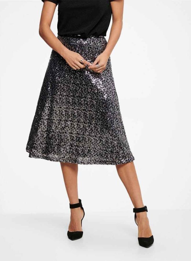 ONLY Sequin A-Line Skirt Black  - Image 1