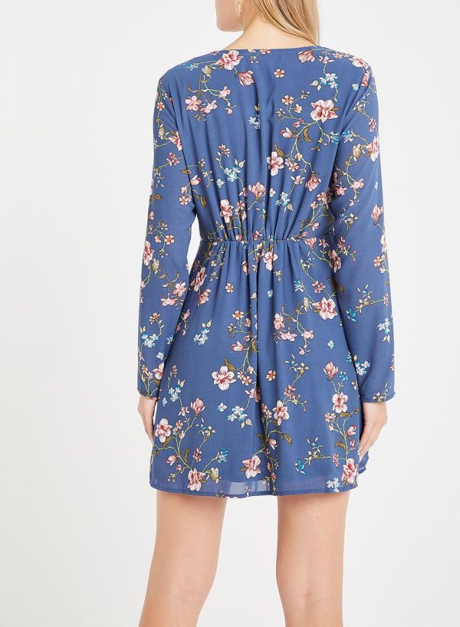 ONLY V-Neck Floral Dress Blue  - Image 2