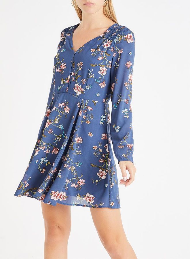 ONLY V-Neck Floral Dress Blue  - Image 3