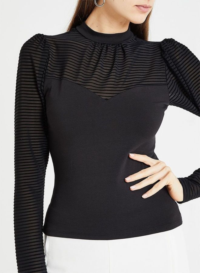 ONLY - High Neck T-Shirt Black - Image 1