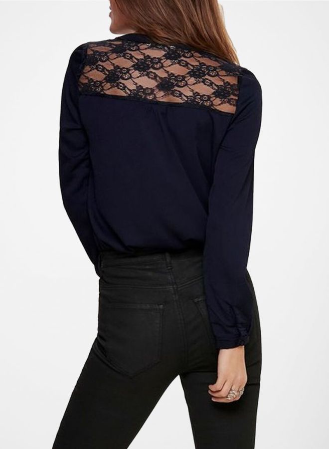 اونلي تيشيرت بظهر من الدانتيل أزرق داكن - Image 2
