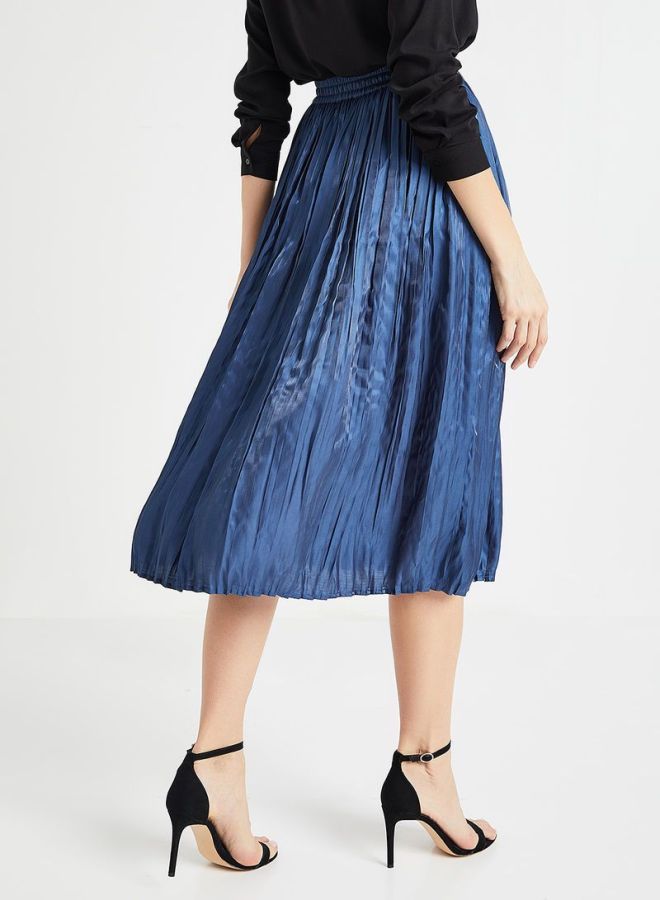 ONLY Metallic Plisse Skirt Blue  - Image 2