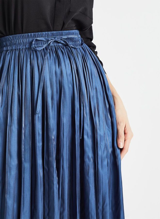 ONLY Metallic Plisse Skirt Blue  - Image 4