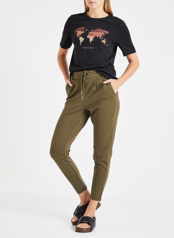 ONLY Drawstring Tapered Pants Olive - Image 3