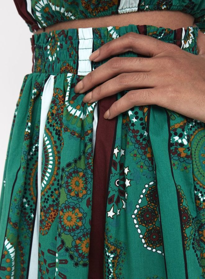 ONLY - Multi Print Maxi Skirt Green - Image 1