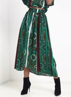 Multi Print Maxi Skirt Green