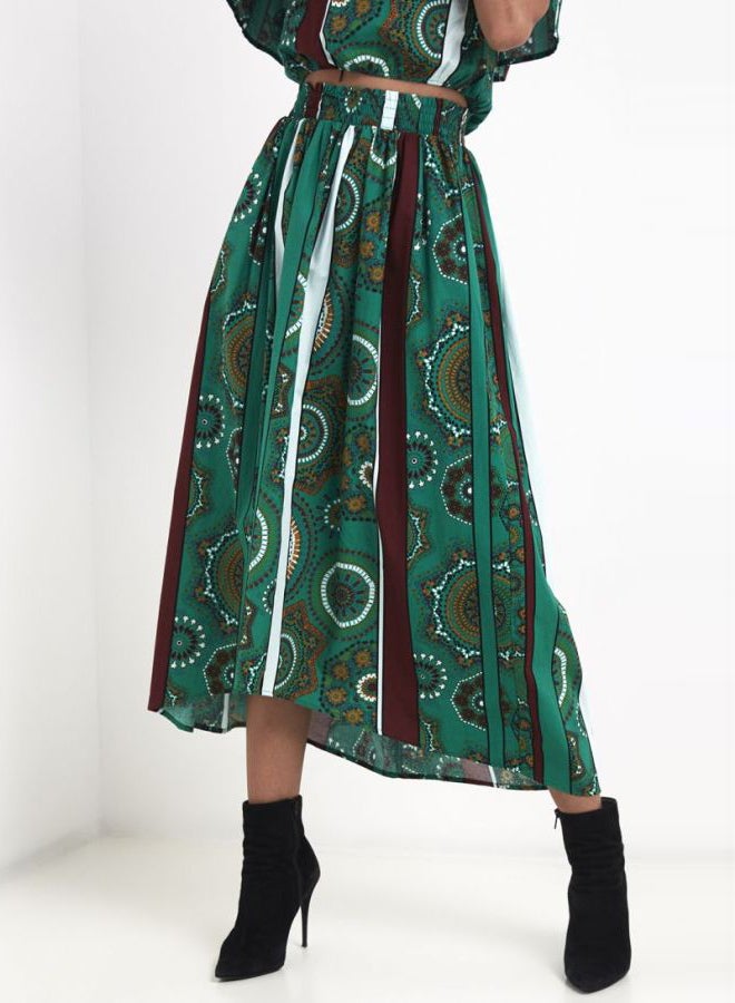 ONLY - Multi Print Maxi Skirt Green - Image 1