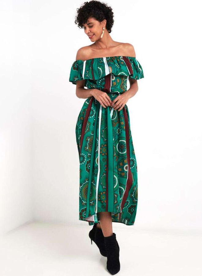 ONLY - Multi Print Maxi Skirt Green - Image 1