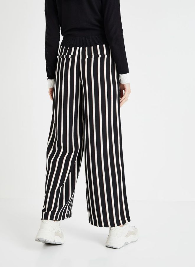 ONLY - Striped Wide Leg Pants Black/White - Image 1