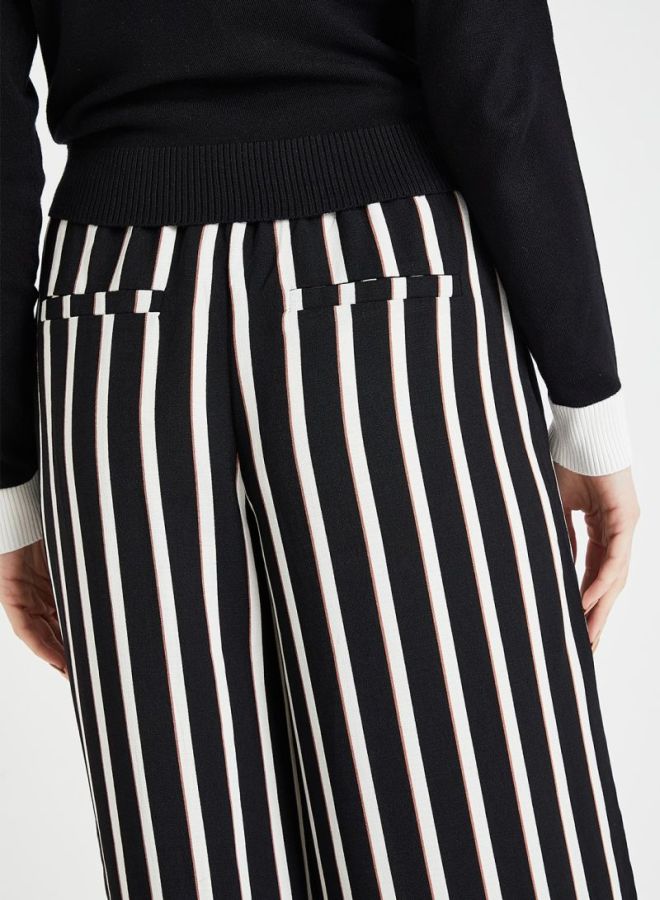 ONLY - Striped Wide Leg Pants Black/White - Image 1