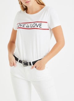 ONLY Love Is Love Printed T-Shirt White/Red/Black  - Image 1