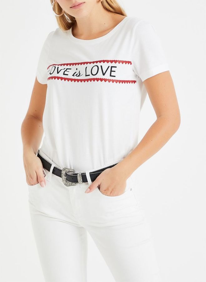 ONLY - Love Is Love Printed T-Shirt White/Red/Black - Image 1