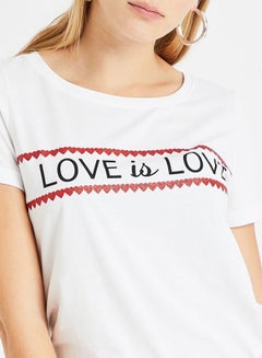 ONLY Love Is Love Printed T-Shirt White/Red/Black  - Image 4
