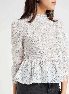 ONLY High Neck Smock Top White  - Image 4