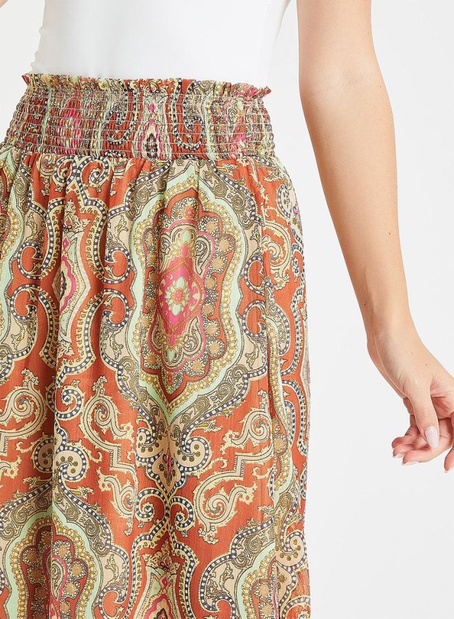 ONLY Retro Printed Skirt Red/Green/Brown  - Image 4