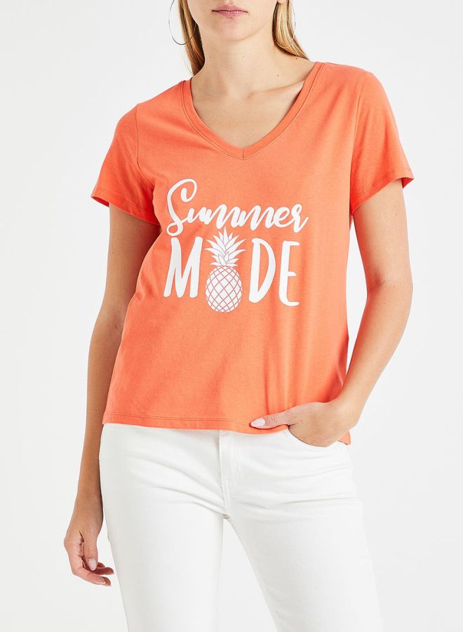 Graphic Printed  T-Shirt Orange - v1597847243/N35290148V_1