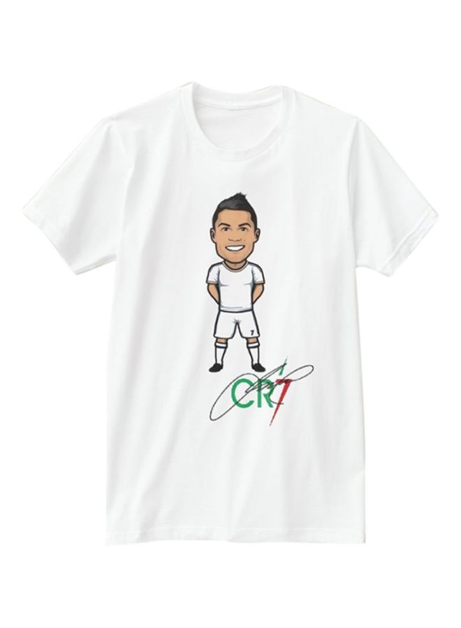1st Piece Cristiano Ronaldo Cartoon Printed T-Shirt White/Green/Red  - Image 1