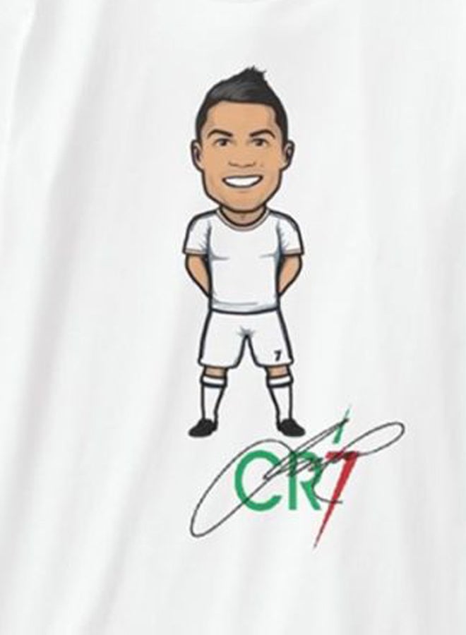 1st Piece Cristiano Ronaldo Cartoon Printed T-Shirt White/Green/Red  - Image 3