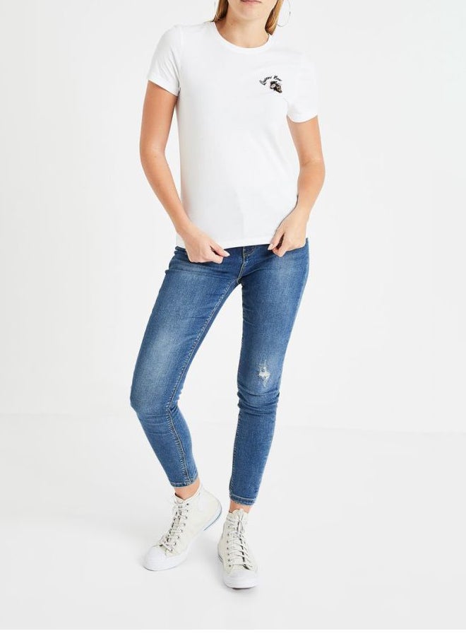 ONLY - Queen Bee Embellished T-Shirt White - Image 1