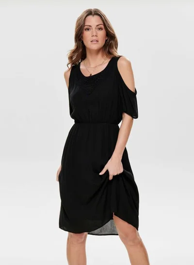 ONLY Round Neck Midi Dress Black