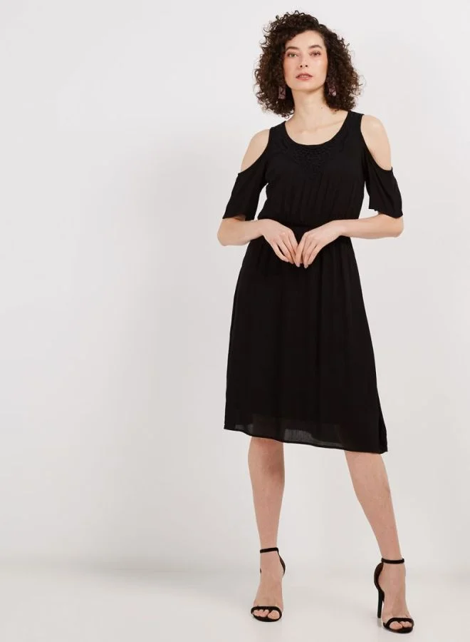 ONLY Round Neck Midi Dress Black