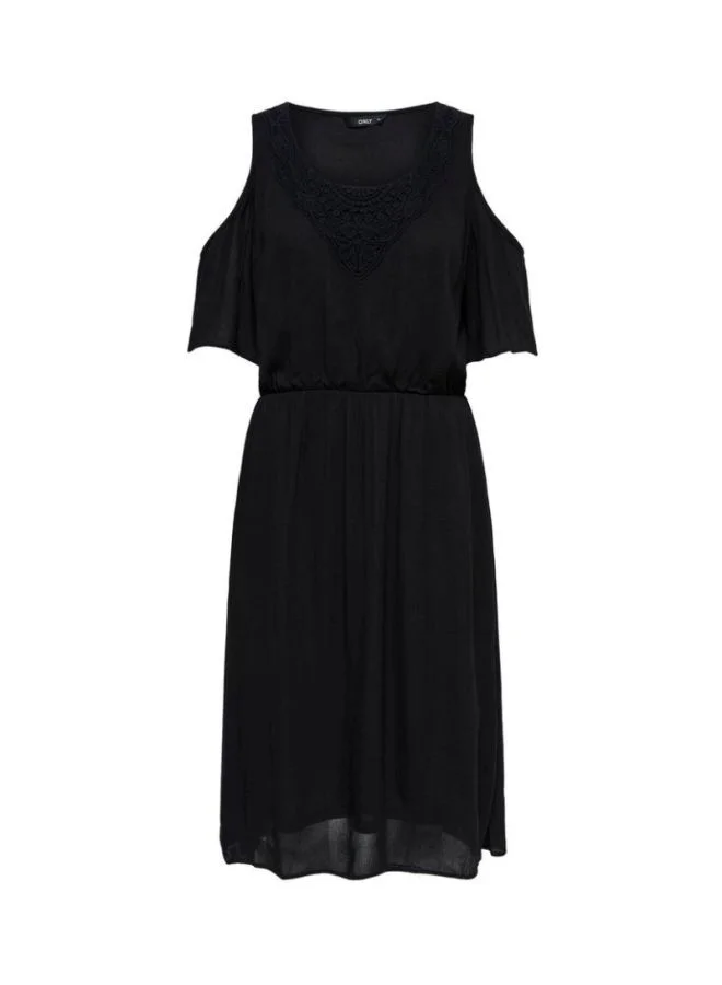 ONLY Round Neck Midi Dress Black