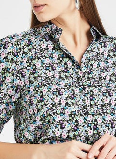 ONLY Floral Printed Short Sleeves Shirt Black/Pink/Green  - Image 4