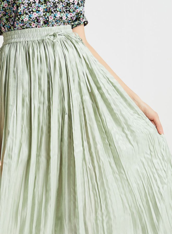 ONLY - Metallic Plisse Skirt Verde 38 - Image 1