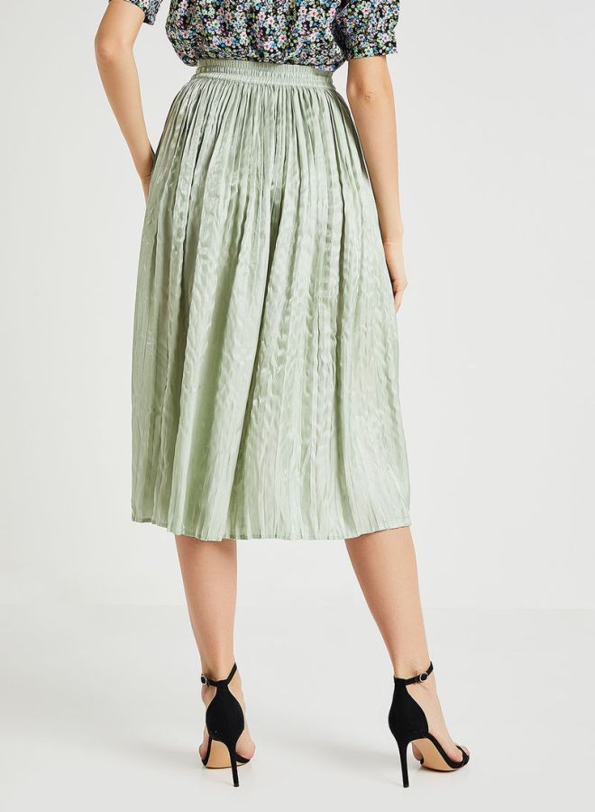 ONLY - Metallic Plisse Skirt Verde 38 - Image 1