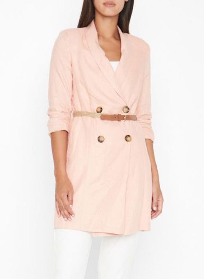 Stock Double-Breasted Longline Blazer Pink  - Image 1