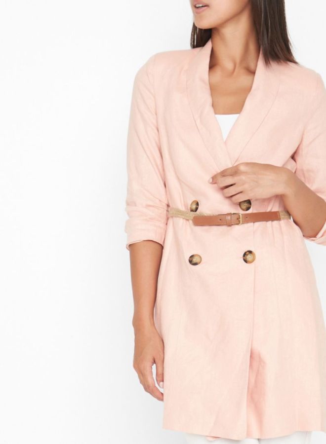 Stock Double-Breasted Longline Blazer Pink  - Image 4