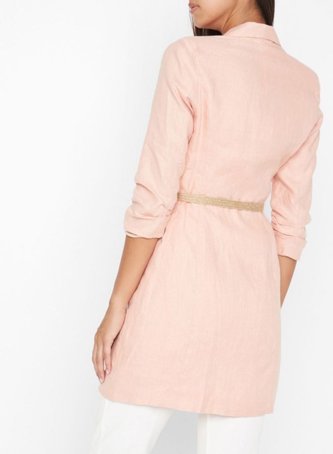 Stock Double-Breasted Longline Blazer Pink  - Image 2