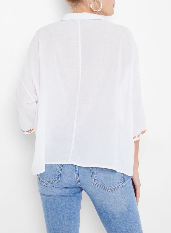 Stock - Embroidery Detailed Shirt White - Image 1
