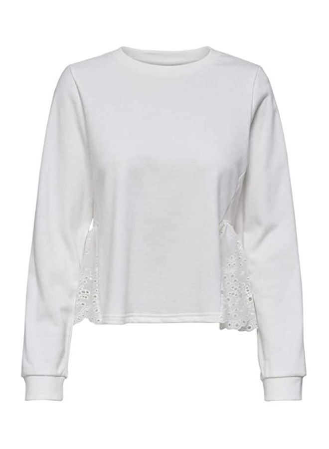 Embroidered Lace Trim Sweatshirt White - v1597847374/N34971956V_5