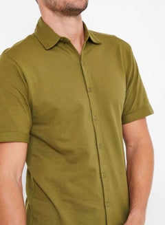 STATE 8 Short Sleeves Cotton Shirt Olive  - Image 4